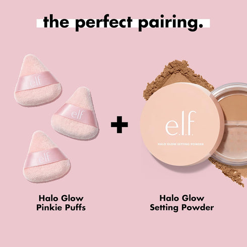 e.l.f. Halo Glow Pinkie Puffs, Mini Finger-sized Puff for Applying Loose & Pressed Powders, Set of 3