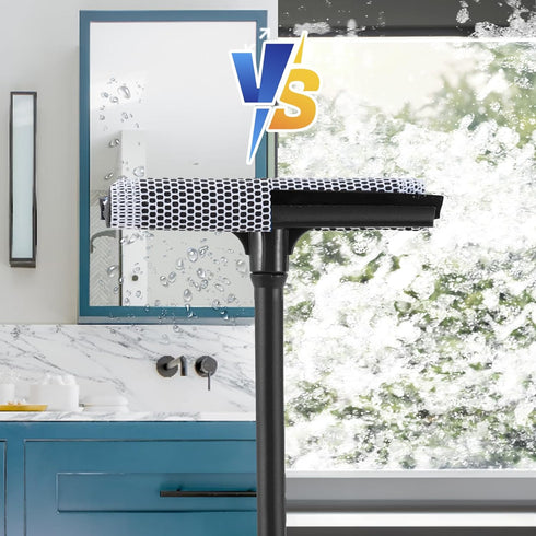 15.9" Window Squeegee for Car, 2 in 1 Window Cleaner with Long Stainless Steel Handle for Gas Station and Outdoor