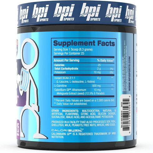 BPI Sports Best BCAA Shredded, Thermogenic Recovery Drink, Caffeine Free, Snow Cone Flavor, 25 Serving