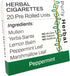 Herbal Cigarettes Peppermint, 20 Tobacco & Nicotine Free Herbal Cigarettes, Premium Blend for Relaxation