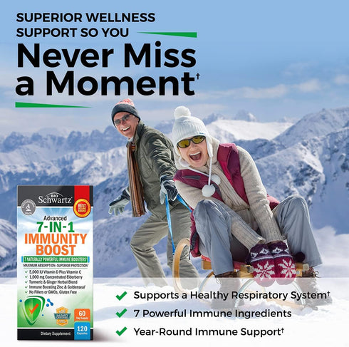 Immune Support Supplement with Zinc, Vitamin C, D3, Elderberry & Ginger - 120 Dr Approved Vitamins for Adults