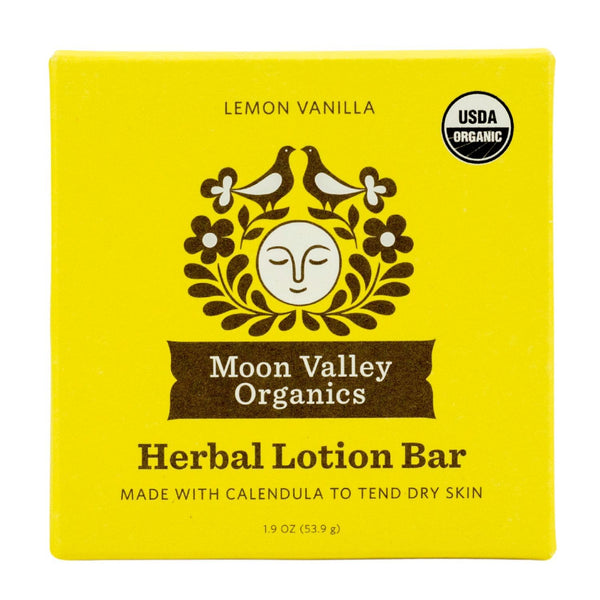 Moon Valley Organics Herbal Lotion Bar, Lemon Vanilla, Beeswax, Heal & Restore Chapped Skin
