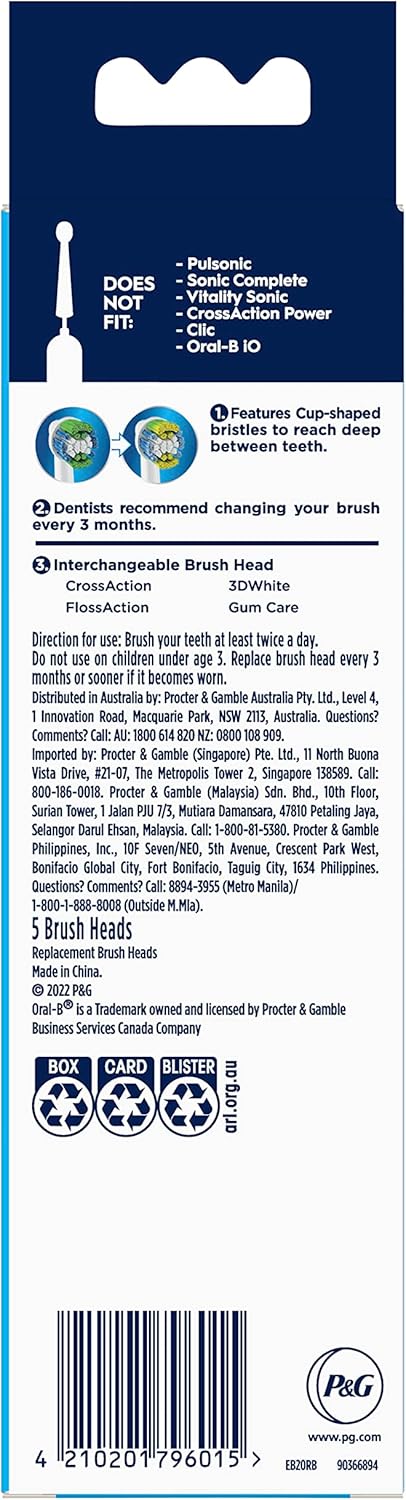 Braun Oral-B Precision Clean Electric Toothbrush Heads Pack of 5 Suitable for All Oral-B Rotary Brushes