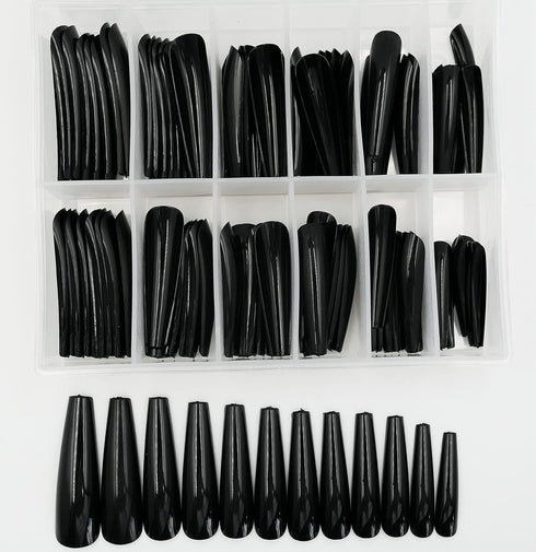 LuckForever 120pc Colored Extra Long Coffin Press on Nails, XL Ballerina False Fake Nails, Full Cover Artificial Nail