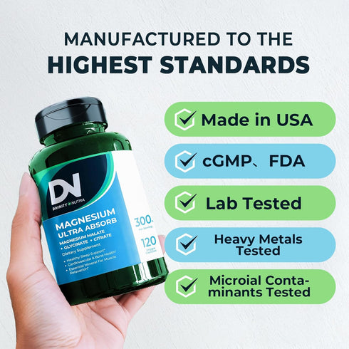 Triple Magnesium Complex Supplement, 300mg Magnesium Glycinate, Malate & Citrate for Muscles, Nerves, Energy