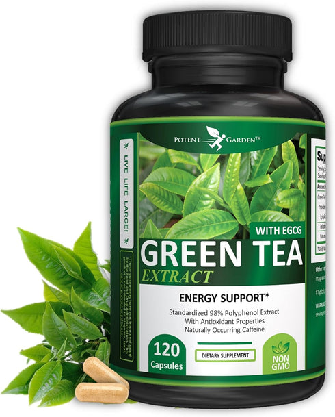 Green Tea Extract with EGCG - Natural Energy, Mental Focus, Immune Support, Antioxidant, 120 Capsules