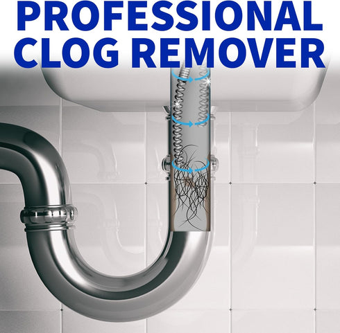 Professional Slow Drain Cleaner, 10-Foot Metal Snake for Hair, Food, Debris Removal from Pipes, Plumber Tools