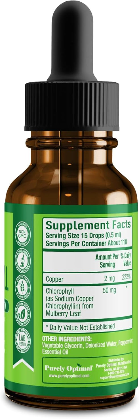 Premium Chlorophyll Liquid Drops - 100% Natural & Gluten Free, Non-GMO Liquid Chlorophyll, 118 Servings