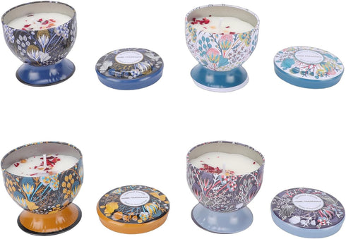 VINGVO Scented Candles Gift Set, 4Pack Dry Flower Candles in Decorative Tin