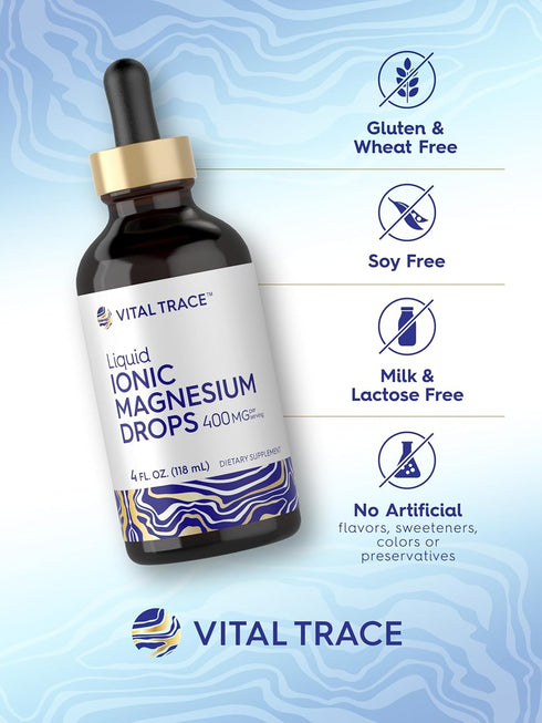 Carlyle Vital Trace Liquid Ionic Magnesium 400 mg | 4 oz | Vegetarian, Non-GMO & Gluten Free Supplement