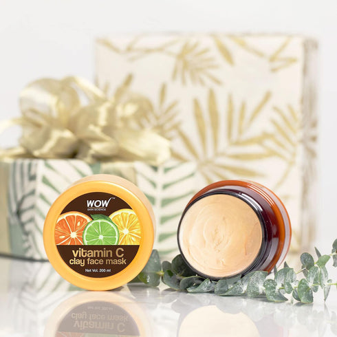 WOW Skin Science Vitamin C Clay Face Mask - Hydrating, Anti-aging, Brightening & Purifying Masque for All Skin Types -