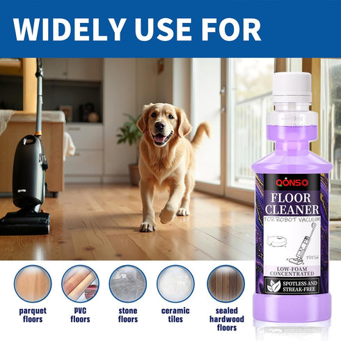 Q5 8.45 Oz 250ml Low Foam Robot Vacuum Floor Cleaning Concentrate Solution Compatible for Roborock Max, Tineco, iFloor