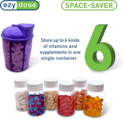 EZY DOSE 30-Day Vitamin Organizer, 6 Large Compartments, Easy to Use, Color May Vary, BPA Free