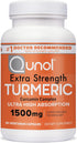 Qunol Turmeric Curcumin Capsules 1500mg Extra Strength with Black Pepper, 90 Veggie Capsules, Patented Hydro-Soluble