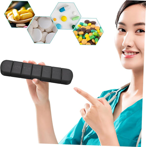 Ipetboom Portable Weekly Pill Organizer - Daily Holder with Separate Compartments