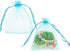 50 Pcs 4x6 Aqua Blue Gifts Wrap Bags, Organza Sheer Fabric Drawstring Mesh Bags for Baby Shower Favor