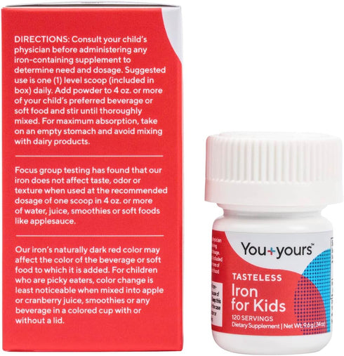 Tasteless Iron for Kids & Toddlers - 4-Month Supply, No Sweeteners or Preservatives, Pure Flavorless Supplement