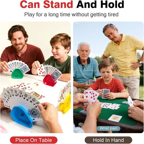 LEAFORIA 4 Pack (4 Playing Card Holders - Triangle Hands Free Card Holder for Kids, Adults, Seniors | Plastic Card