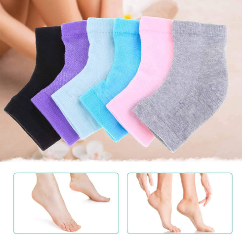 Selizo 6 Pairs Heel Moisturizing Socks, Open Toe Gel Repair Socks for Women, 6 Colors