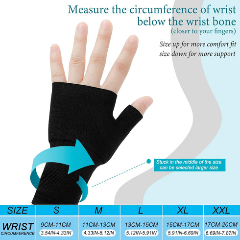 Geyoga 4 Pcs Palm Brace Wrist Support Sleeves for Men and Women, Compression Carpal Tunnel for Hand Pain Relief (Black,
