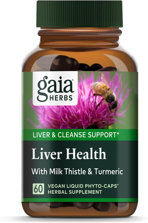 Gaia Herbs Liver Health, Liver Supplement with Milk Thistle, Turmeric Root, 60 Vegan Liquid Phyto-Capsules