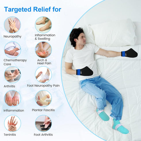 SuzziPad Cold Therapy Socks & Hand Ice Pack for Chemotherapy Neuropathy, Chemo Care Package for Women and Men