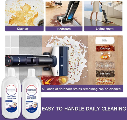 Vacbeuta 2 Packs Floor Cleaner Lavender Scent Compatible with Tineco Cleaning Solution Rifill Deep Cleaning for Tineco
