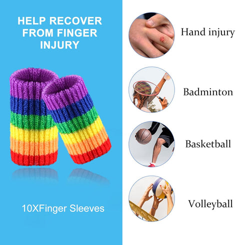 10Pcs Finger Compression Sleeves Support - Protectors for Trigger Finger, Arthritis, Swelling, Basketball Sport,