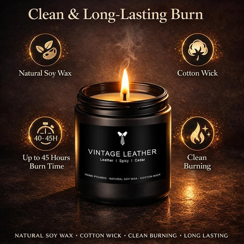 MKCLDE Set, 4 Pack Set Candles for Men Gift Masculine Scented Soy Candles for Men, Leather, Smoke, Oak & Lavender