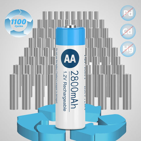 messule 12 Pack,2800mAh 1.2V Devices(12 Pack) NiMH Rechargeable AA Batteries High Capacity NiMH Double A