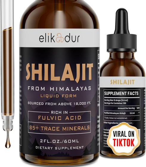 Shilajit Resin Organic Liquid Supplement, Himalayan Organic, Contains 85 Trace Minerals, 60 ml
