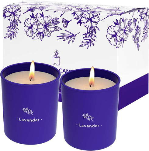 TranquilBliss Lavender Candles for Home Scented, 8 oz Scented Candles Present, Purple Jar
