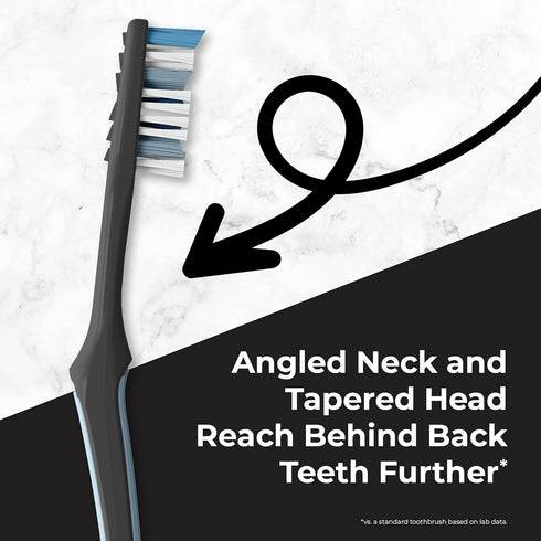 REACH Advanced Design Toothbrush with Toothbrush Cap, Angled Neck, Medium Bi-Level Bristles, Contoured Handle, Tongue