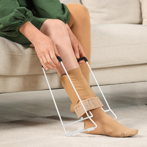 Hiumtree (<18), Compression Sock Aid Device Stocking Donner for Seniors, Adaptive Sock Putting-On Tool, Medium Calf