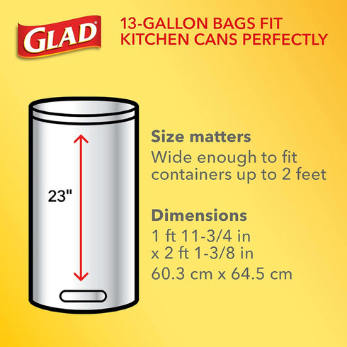 Glad ForceFlex Tall Kitchen Drawstring Garbage Bags, 13 Gallon White Trash Bag, Odor Shield, 120 Count