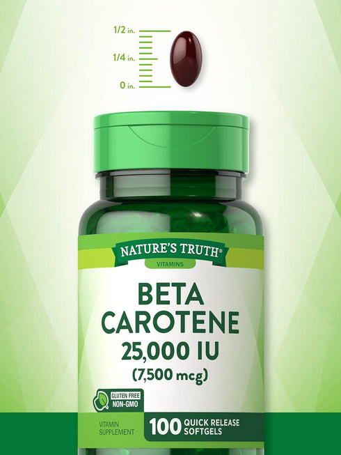 Beta Carotene 25000 IU Softgels, 100 Count Vitamin A Supplement, Non-GMO, Gluten Free by Nature's Truth