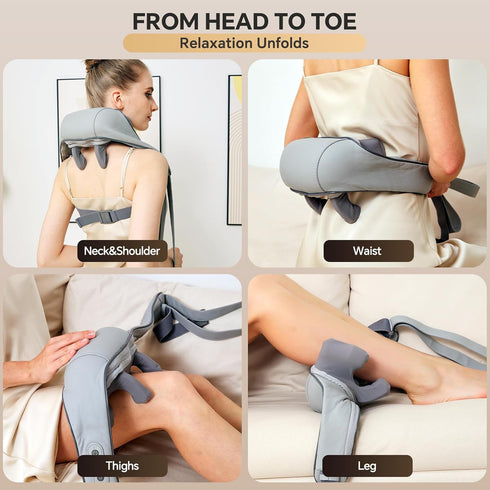 Shiatsu Neck and Shoulder Massager with Heat, Cordless Rechargeable, Hand-Free/Handheld, Deep Tissue Pain Relief