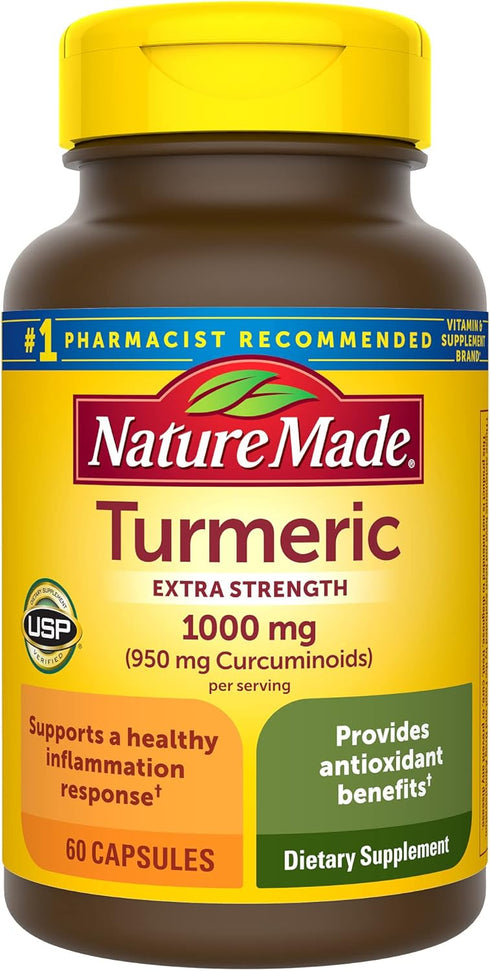 Nature Made Extra Strength Turmeric Curcumin - 1000mg with Black Pepper, 60 Vegetarian Capsules, 30 Day Supply