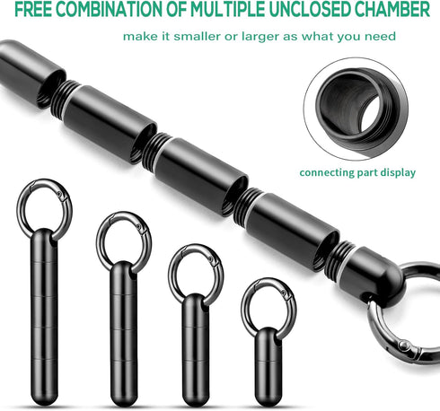 TISUR Keychain Pill Holder, Portable Waterproof Titanium Pill Organizer for Daily Travel - Black