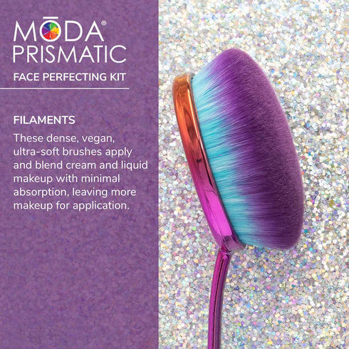 MODA Prismatic 4pc Face Makeup Brush Kit, Oval Brushes for Foundation, Contouring & Highlighting