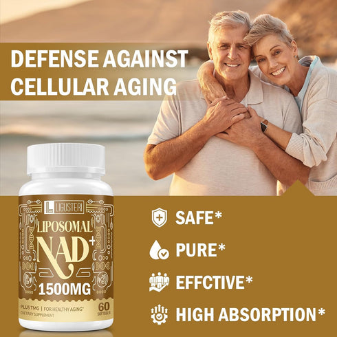 NAD Supplement - Liposomal NAD+ with TMG for Aging Defense & Cellular Energy, 60 Softgels
