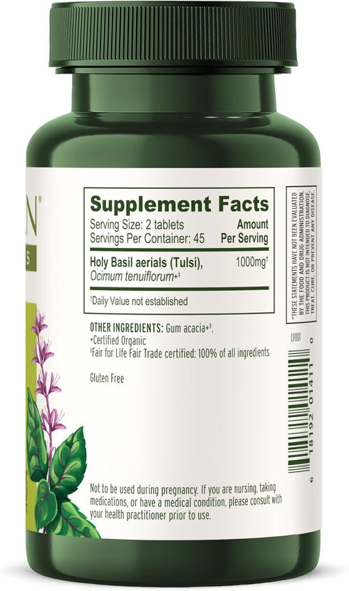 Banyan Botanicals Tulsi (Holy Basil) Organic Lung and Respiratory Health Supplement, 90 Tablets, Non-GMO Vegan