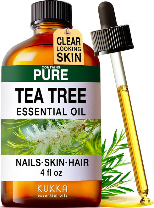 Set Set 2x4 oz Sandalwood Essential Oils for Diffuser & Tea Tree Oil for Skin - Aromatherapy Grade Essential Oils - fl