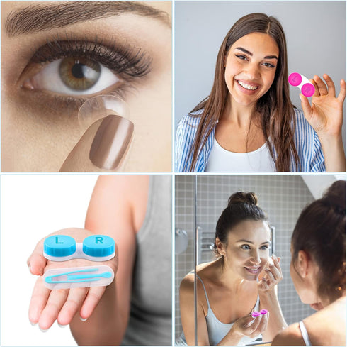 VOCOOL 16 Pcs Portable Contact Lens Tools Set, Mini Eye Contact Case Box with Inserter/Remover and Tweezer for Travel