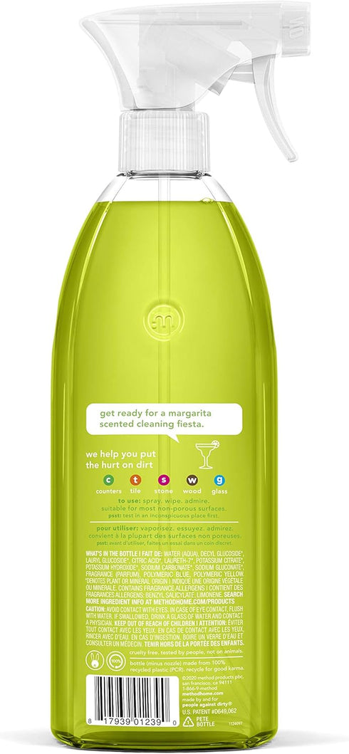 Method All Purpose Cleaner, Lime + Sea Salt, 28 Fl Oz (Pack of 8), Eco-Friendly Spray
