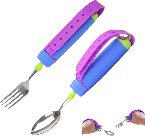 Set,Left Weakness,Arthritis,Stroke,Parkinson,360 Bendable Adaptive Utensils Spoons Forks and Right Handed, for Hand