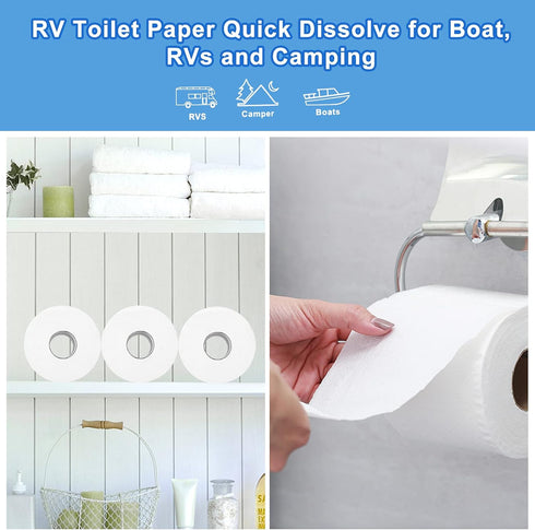XUERUHU 2 500-Sheet 12 RV Toilet Paper Quick Dissolve Ply Septic Safe, Biodegradable, Rolls Camping Toilet Paper