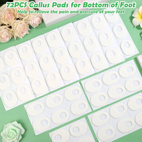 Shynek Callus Pads for Feet, 72 Pcs Soft Felt Self Adhesive Cushions for Men and Women, Pain Relief for Corns,