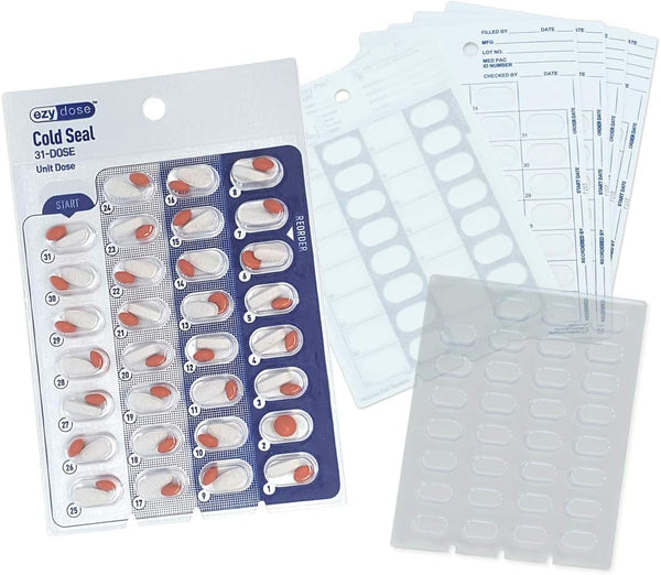 6 Pack XL Refill Set, Monthly Medication Cold Seal Blister Packs, Pill Blisters for Cold Seal System