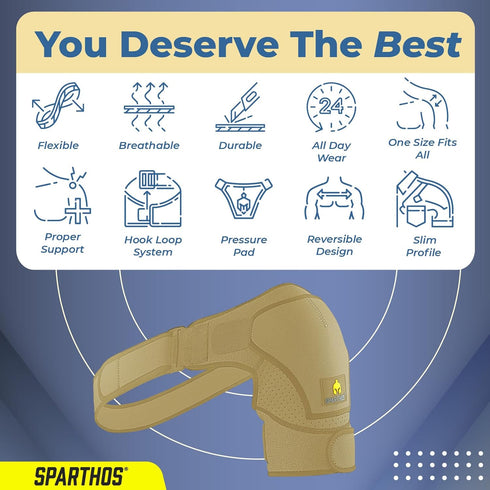 Sparthos Shoulder Brace, Support and Compression Sleeve for Torn Rotator Cuff, Arm Immobilizer Wrap